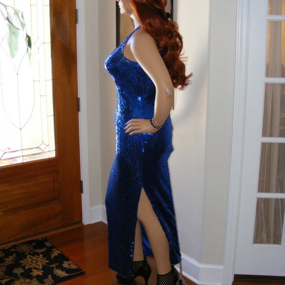 Vintage Blue Sequin Gown - Picture 3 of 8
